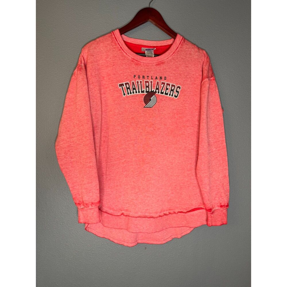 Portland Trail Blazers NBA Sweatshirt Womens Large Red Crewneck Fleece NWT